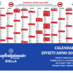 Divieti circolazione: pubblicato il calendario dei divieti per i mezzi pesanti per l’anno 2024